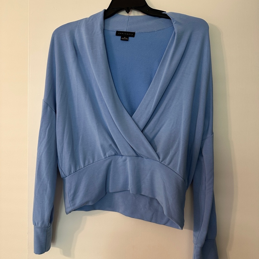 Sanctuary Womens Sweatshirt Surplice Pullover Top
